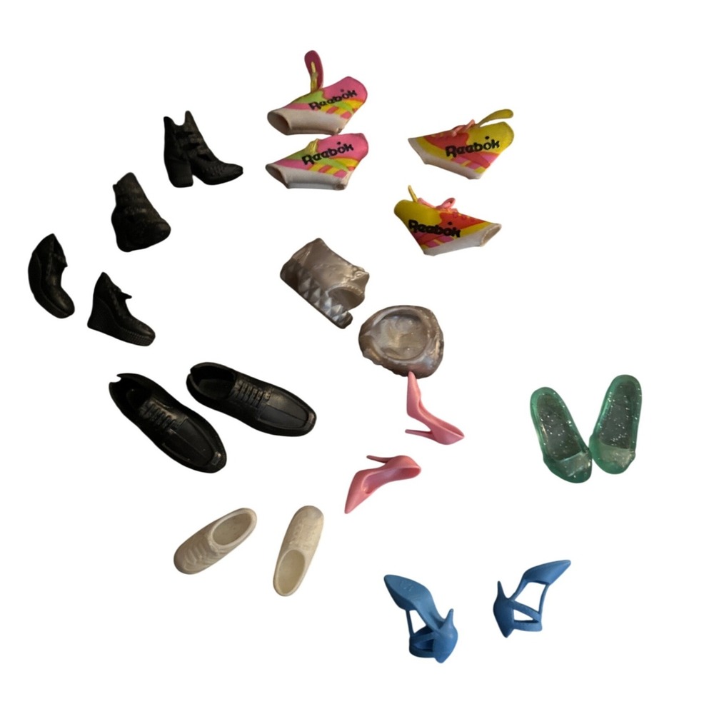 Vintage Doll Shoes Lot Reebok Sneakers Pumps Wedges‎ Boots Mixed Accessories